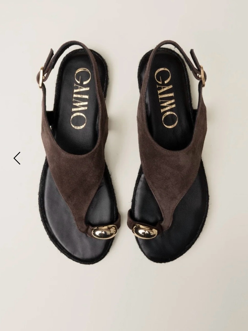 Gaimo Brown Suede Slingback Toe-Ring Sandals